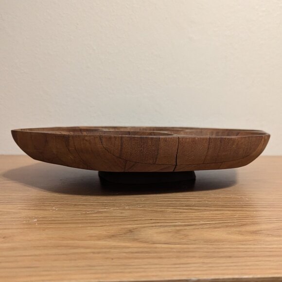 Mid Century Vintage Lazy Susan  Rotating Wooden Serving Tray - Picture 4 of 11